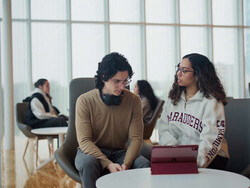 Two Students Talking at The Hub MSU 2